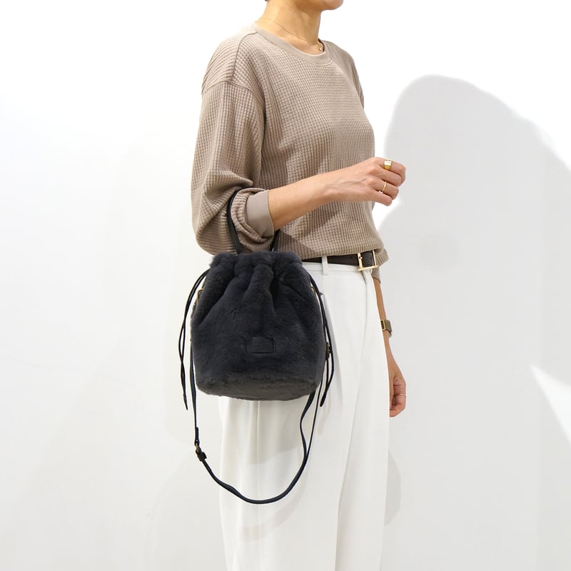 エアリーファー 2WAY巾着ショルダーバッグ・4 COLORS(無地・柄