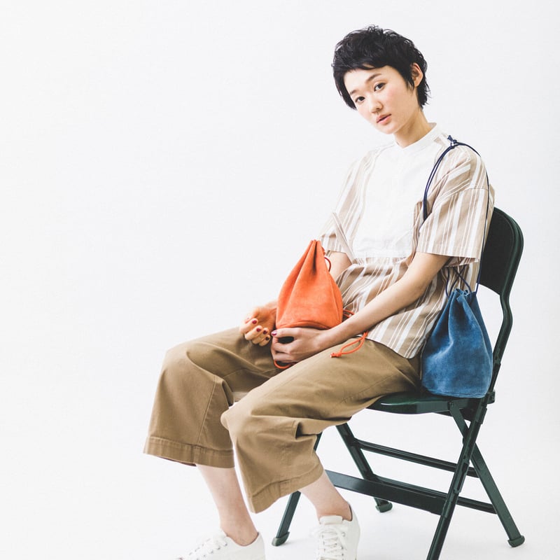 巾着　シープスキン ショルダーバッグ バッグ 「Pua Moena」シープスキン メッシュ