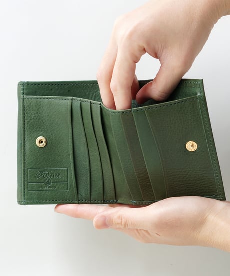 Folna ヌメオイルシュリンクレザー 差し込み金具 二つ折り財布 / No.2993650-B / 4色展開