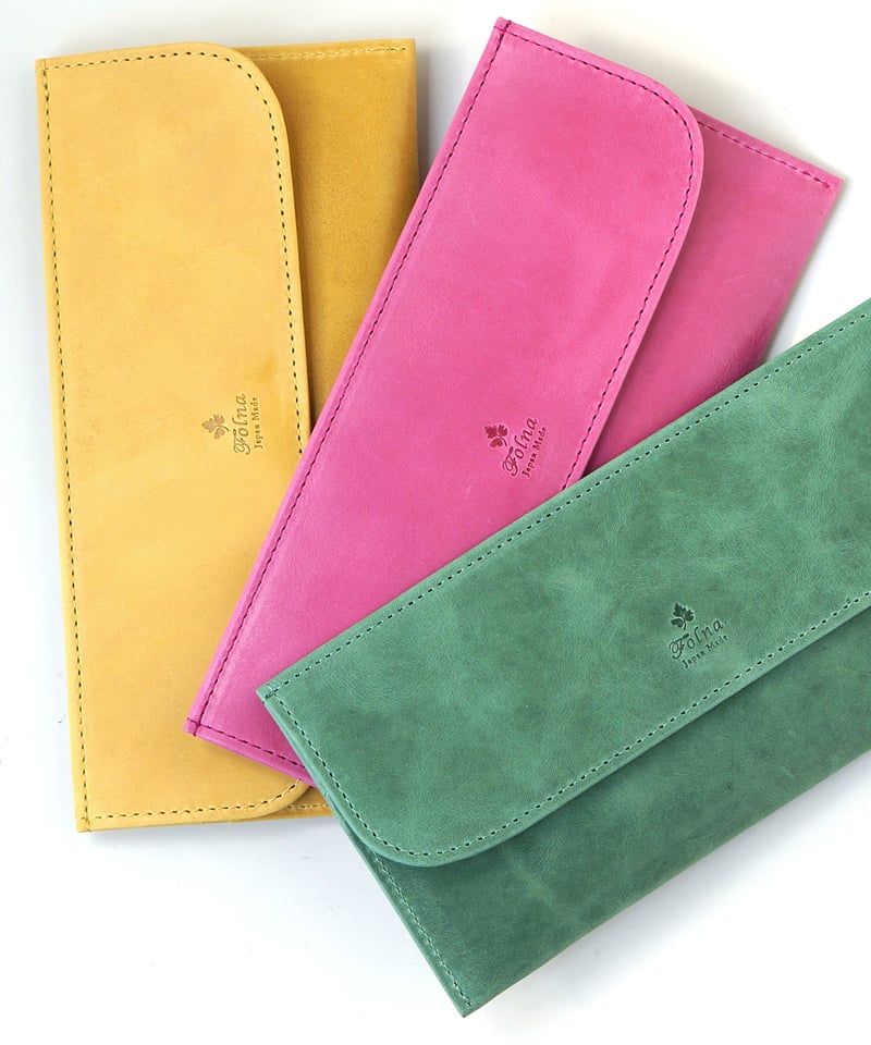 Folna モストロレザー×リバティプリント生地 フラット長財布 / No