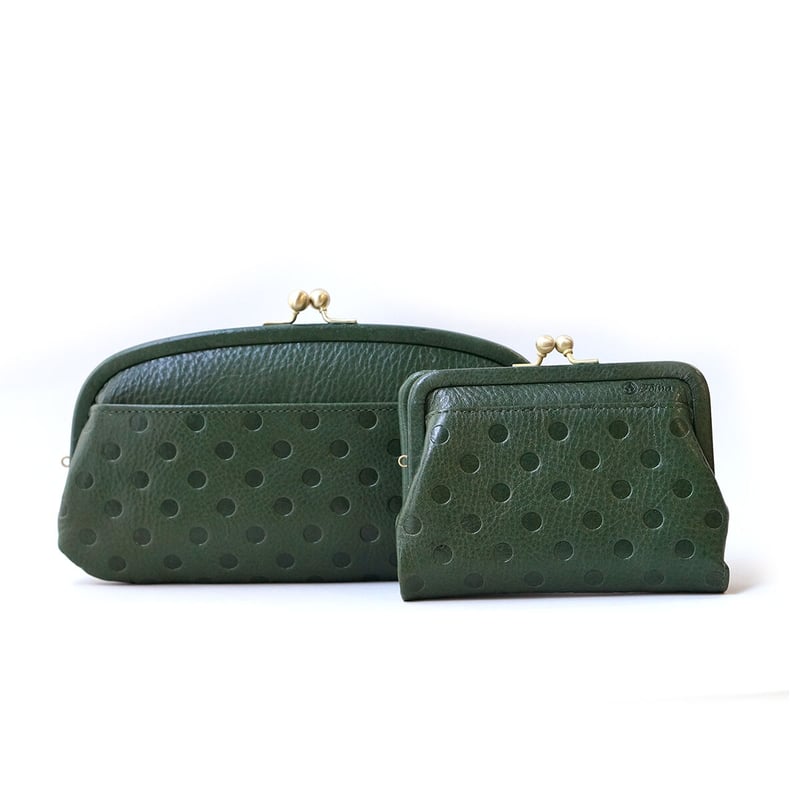 【美品】2way オーストリッチ がま口 スクエア ハンドバッグ 財布 小銭入れ