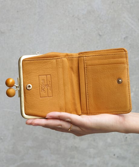 Folna ドット型押しレザー ウッドボールがま口二つ折り財布 / No.2993903 / 4色展開