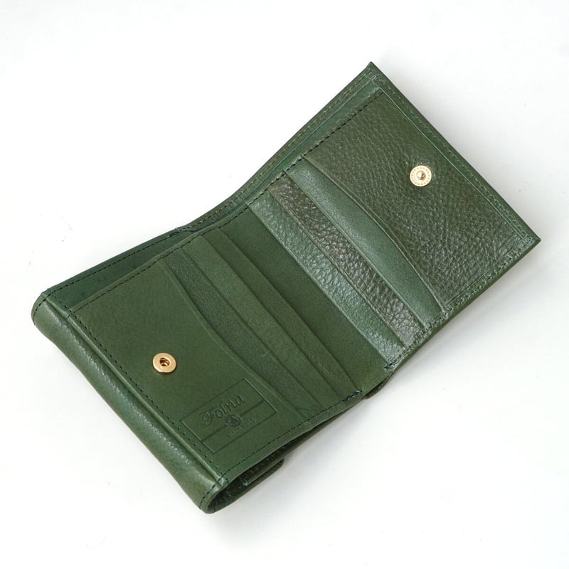 Folna 二つ折り財布 黒 ドット Folna フォルナ 財布 ウッドボール ドット型押し二つ折り財布 折