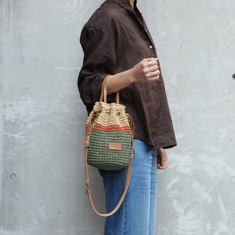 ペーパー 2WAY巾着ショルダーバッグ・1 COLORS(バイカラー)  / Folna K765002