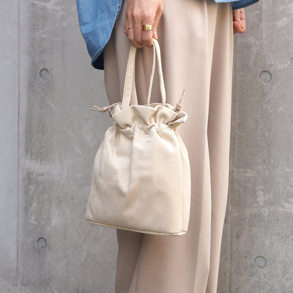 PIGスエード 巾着トートバッグ・2 COLORS / FOLNA RD 224788 | F