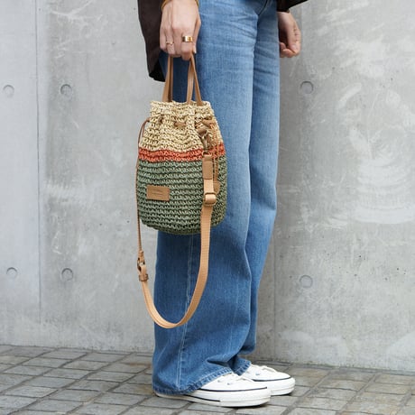 ペーパー 2WAY巾着ショルダーバッグ・1 COLORS(バイカラー)  / Folna K765002