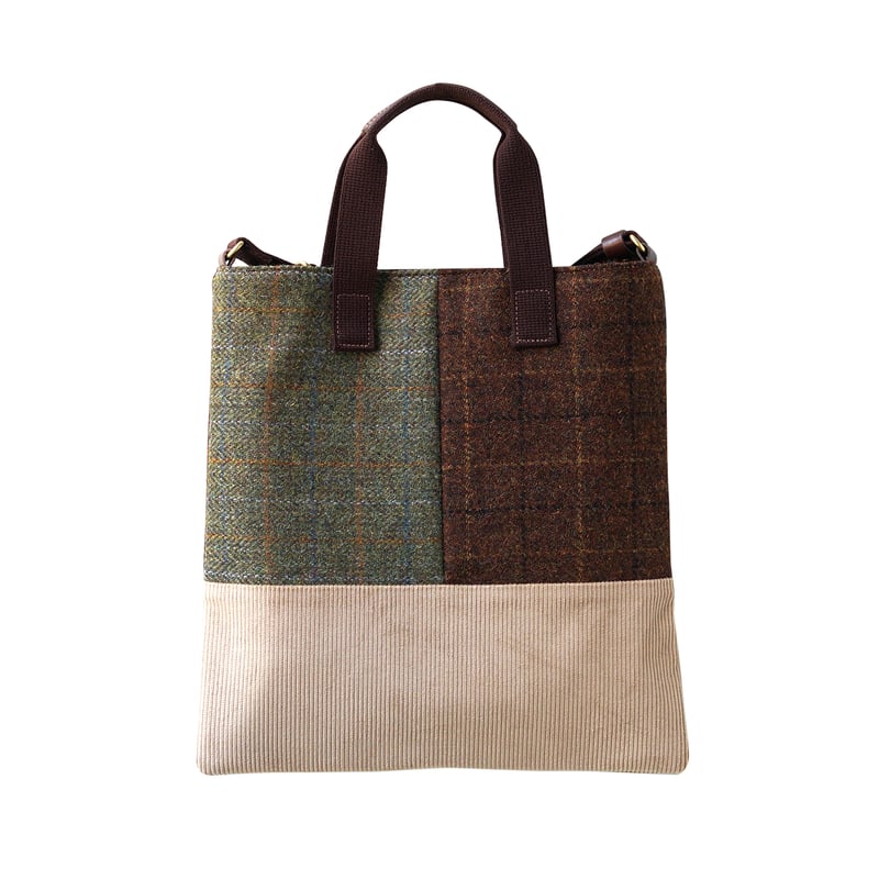 Harris Tweed ハリスツイード 巾着カゴバッグ ハンドバック カーキ Harris Tweed ハリスツイード 巾着カゴバッグ ハンドバック カーキ