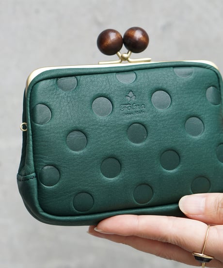 Folna ドット型押しレザー ウッドボール親子がま口財布 / No.2993902 / 4色展開