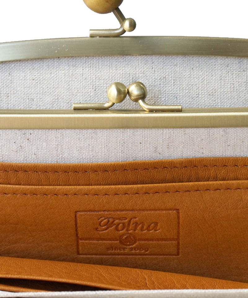 Folna ドット型押しレザー ウッドボール親子がま口長財布 / No.2993794