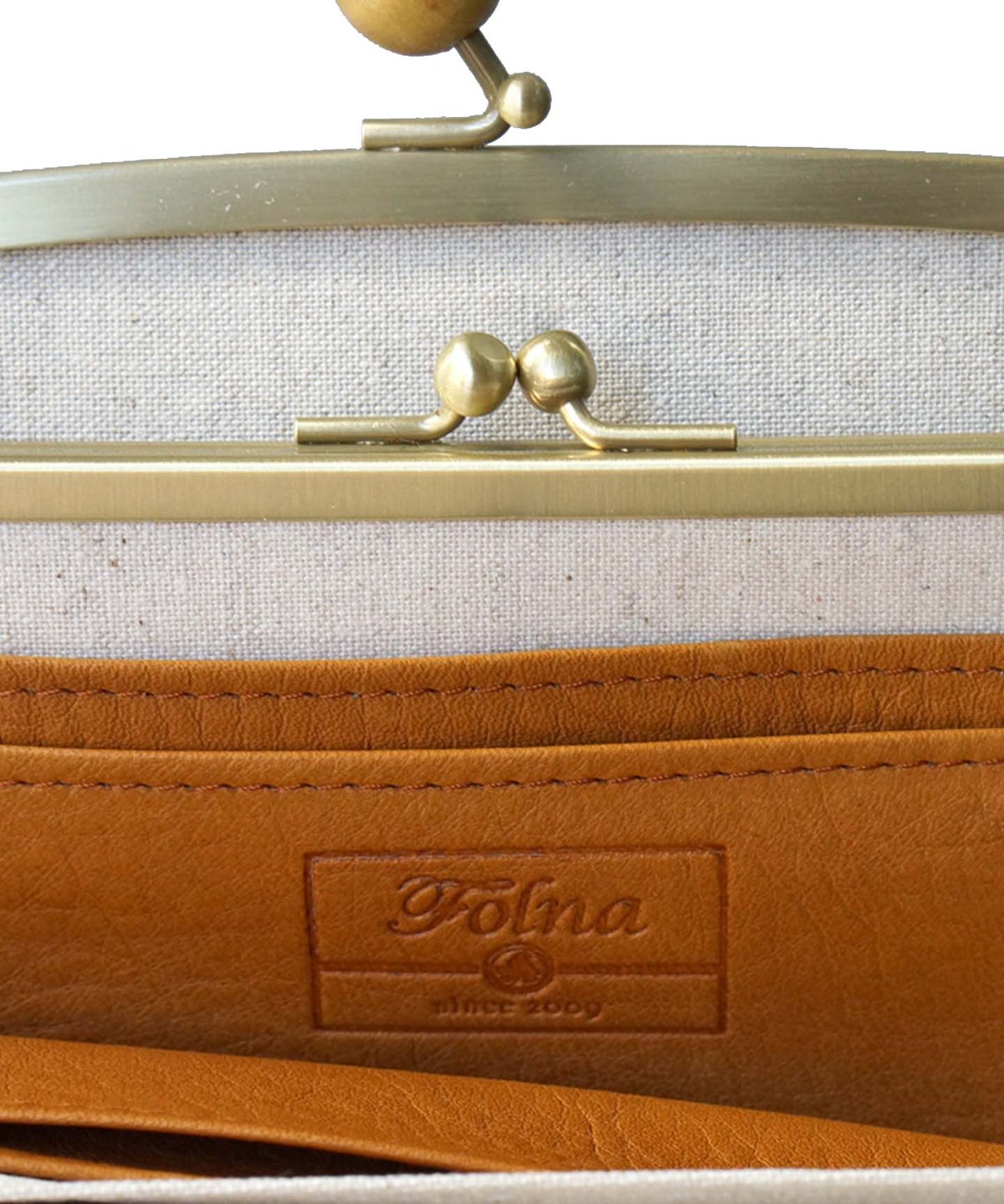 Folna ドット型押しレザー ウッドボール親子がま口長財布 / No.2993794 Folna ドット型押しレザー ウッドボール親子がま口長財布 / No.2993794