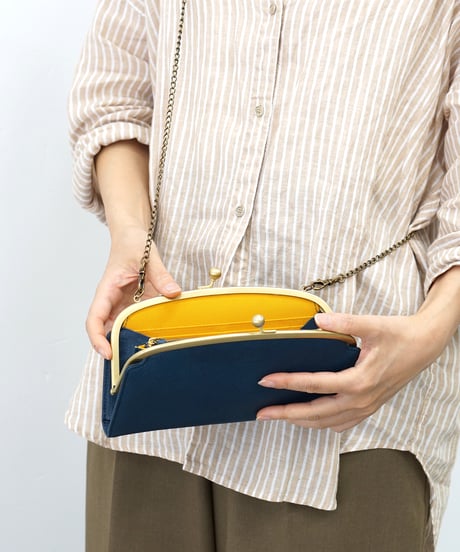 Folna ソフトヌメ革 チェーンショルダー付き・がま口長財布 / No.2993743 / 4色展開