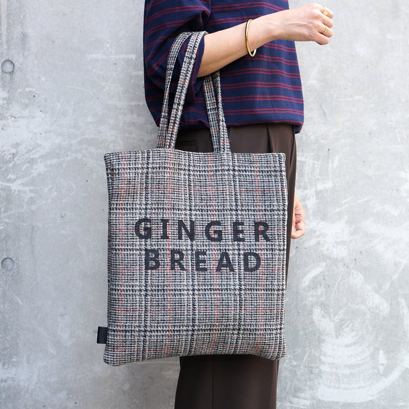 Harris Tweed ハリスツイードxパラフィン帆布の横型トート、牛革付属