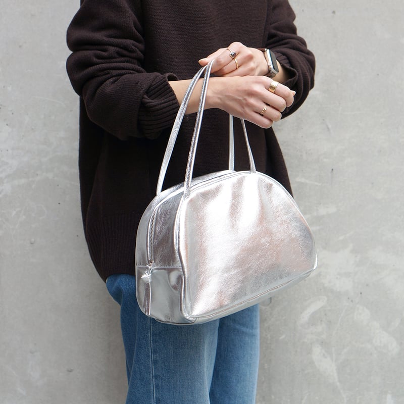FOLNA シルバー ハンドバッグ フォイルボストンバッグ SS ボストンバッグ レディース シルバー S 本革 FOLNA フォルナ