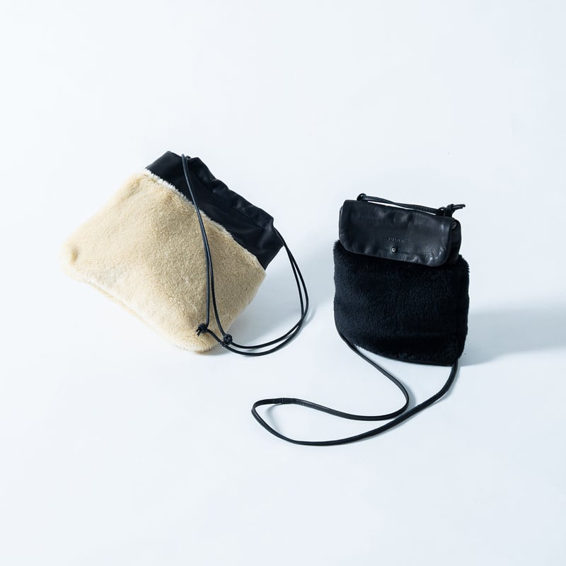 【未使用級】 a.d.m.j ムートン ファー バッグ グレー ムートン調ファー ショルダーバッグ・2 COLORS / FOLNA RD
