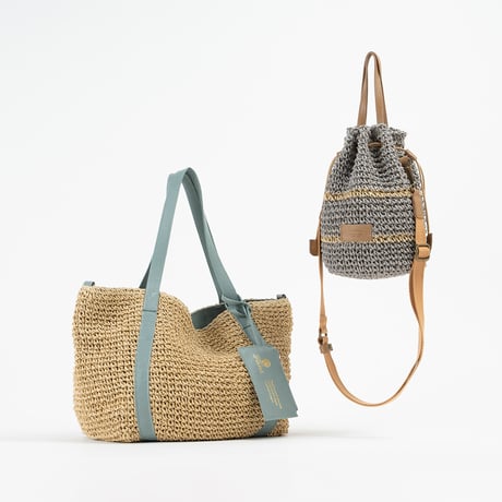 ペーパー 2WAY巾着ショルダーバッグ・1 COLORS(バイカラー)  / Folna K765002