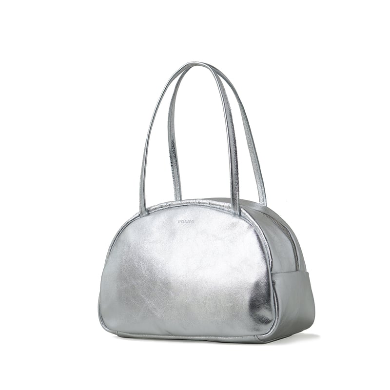 FOLNA シルバー ハンドバッグ フォイルボストンバッグ SS ボストンバッグ レディース シルバー S 本革 FOLNA フォルナ
