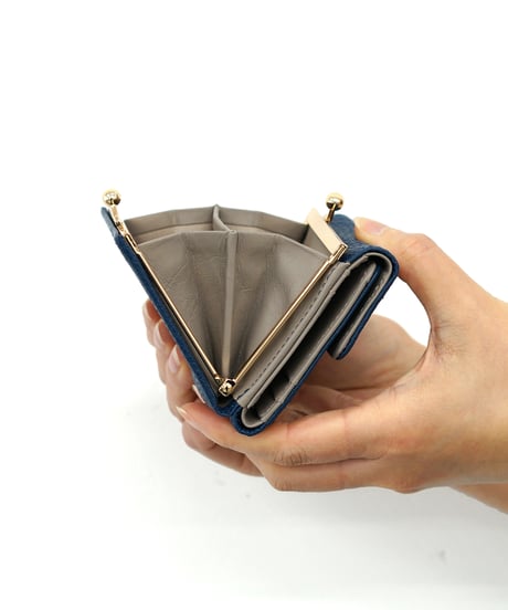 Folna シュリンクレザー がま口三つ折り財布 / No.2993764 / 4色展開