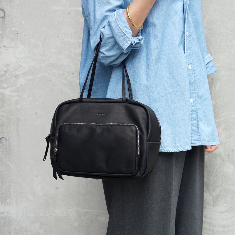 ソフトレザーフロントポケットボストンバッグ・2 COLORS / FOLNA RD