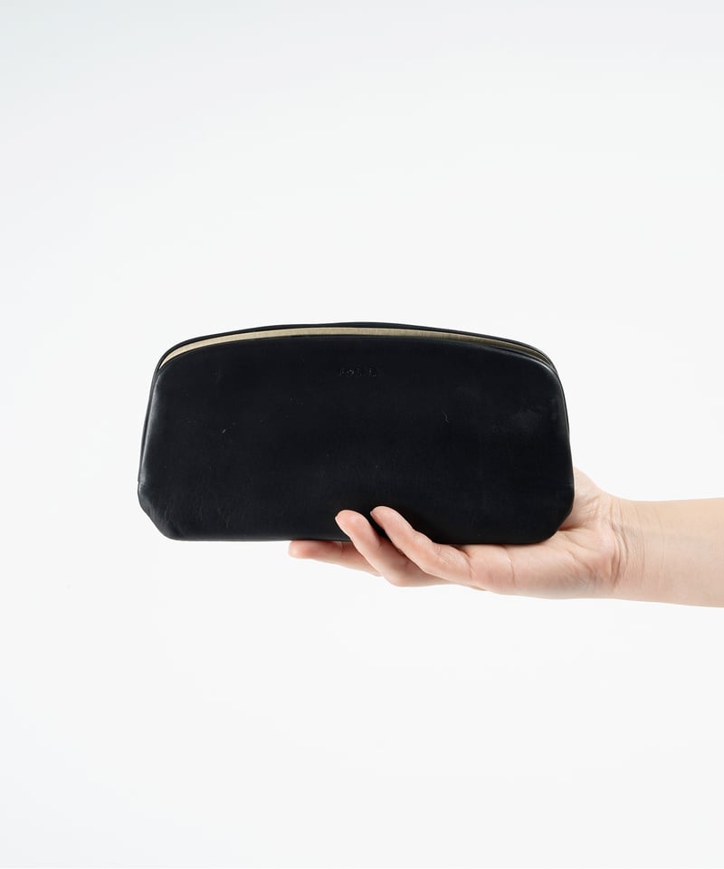 FOLNA RD ソフトレザー ロング天溝がま口 / No.2993878-A / BLACK