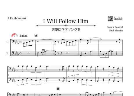 「I Will Follow Him」ユーフォニアム二重奏［MM3.5］