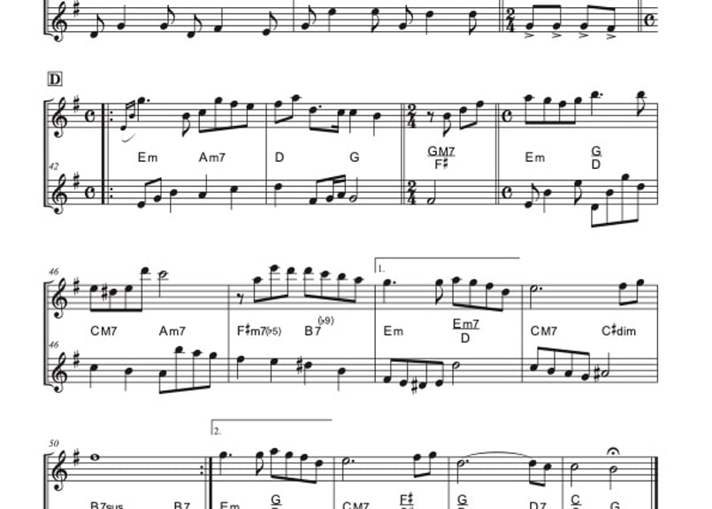 ニュー・シネマ・パラダイス」アルトサックス二重奏［MM3⁺］パート譜