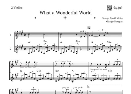 1st簡単^^「What A Wonderful World（この素晴らしき世界）」ヴァイオリン二重奏［Jazzシリーズ］