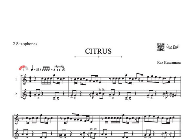 CITRUS」サックス二重奏［MM3］ | DuoDuo【二重奏楽譜専門店】