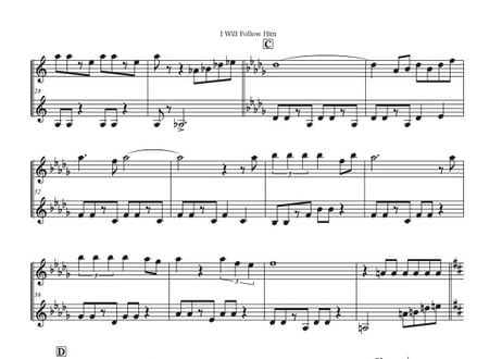 「I Will Follow Him」フルート&ヴァイオリン二重奏［MM3.5］