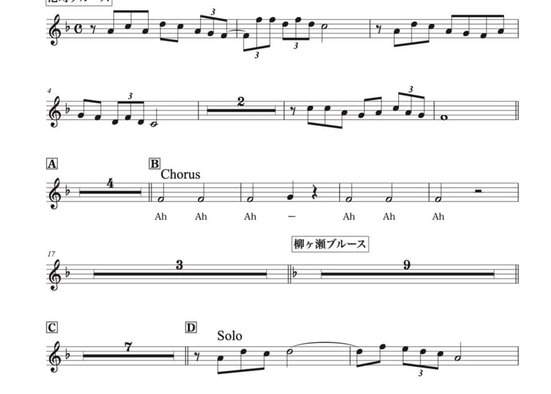 7ピースバンド楽譜『ブルースメドレー』（港町〜柳ヶ瀬〜宗右衛門