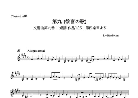「第九（歓喜の歌）Long Ver.」フルート＆クラリネット二重奏［MM5]パート譜付き【wakopアレンジ】