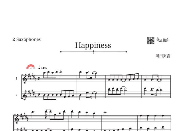 ♫楽譜「Happiness」アルトサックス二重奏［MM4］ | DuoDuo【二重奏
