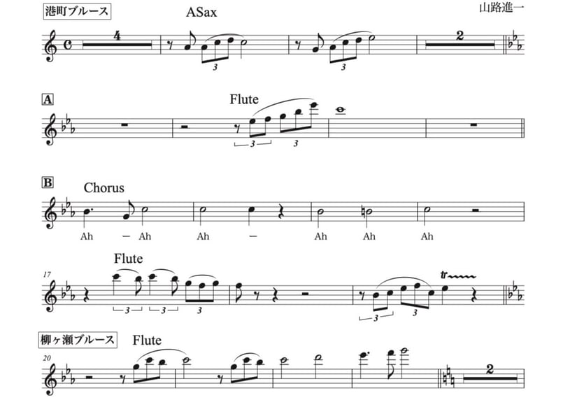 7ピースバンド楽譜『ブルースメドレー』（港町〜柳ヶ瀬〜宗右衛門
