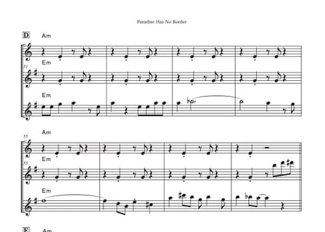 【三重奏】「Paradise Has No Border」サックス三重奏（S,A,B)
