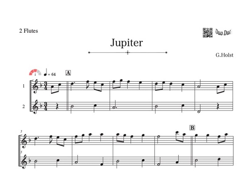 Jupiter／ジュピター」フルート二重奏［MM3] | DuoDuo【二重奏