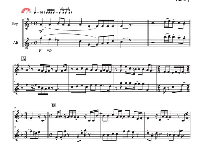 タイムパラドックス」ソプラノリコーダー&アルトリコーダー二重奏［MM4