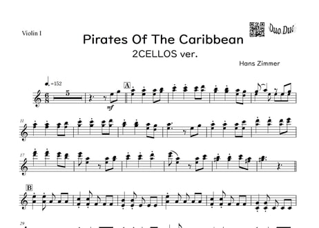 【完コピ】「Pirates Of The Caribbean／パイレーツ・オブ・カリビアン」2CELLOS ver.＜ヴァイオリン二重奏＞【wakop版】