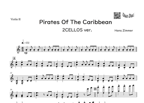 【完コピ】「Pirates Of The Caribbean／パイレーツ・オブ・カリビアン」2CELLOS ver.＜ヴァイオリン二重奏＞【wakop版】