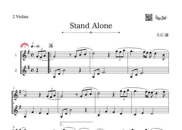 Stand Alone」ヴァイオリン二重奏[MM4] | DuoDuo【二重奏楽譜専門店】