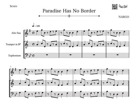 【三重奏】「Paradise Has No Border」アルトサックス＆トランペット＆ユーフォニアム三重奏