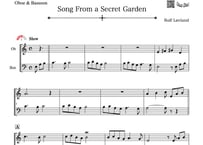 ♫楽譜「Song From a Secret Garden」オーボエ＆ファゴット二重奏［MM3］