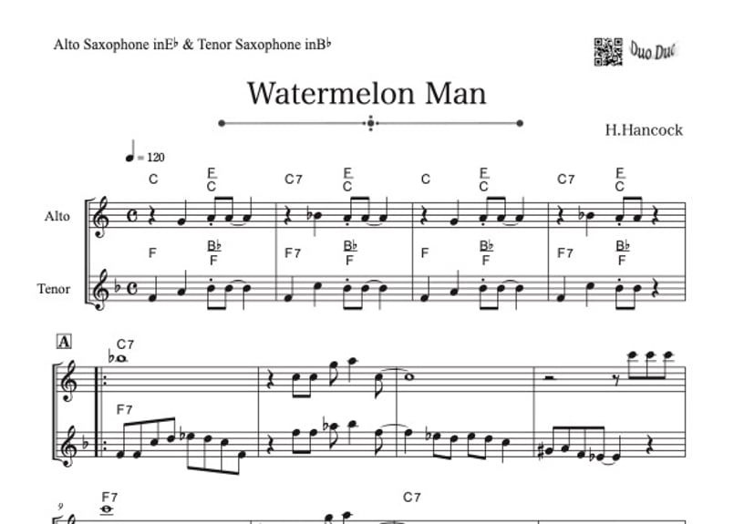 Watermelon Man」アルトサックス＆テナーサックス二重奏［Jazzシリーズ