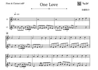 ♫楽譜フルートやさしめ^^「One Love」フルート＆クラリネット二重奏［MM3］