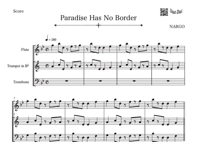 三重奏】「Paradise Has No Border」フルート&トランペット 三重奏】「Paradise Has No Border」フルート&トランペット
