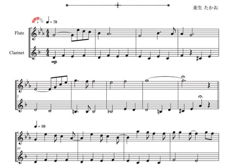♫楽譜「シルエット・ロマンス」フルート＆クラリネット二重奏［MM3.5］