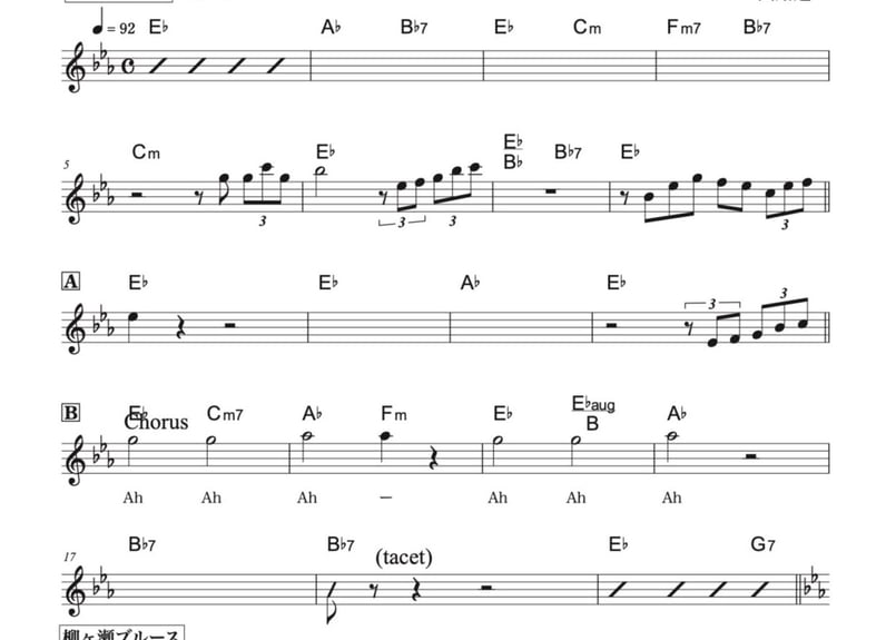 7ピースバンド楽譜『ブルースメドレー』（港町〜柳ヶ瀬〜宗右衛門
