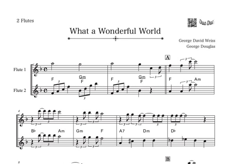What A Wonderful World（この素晴らしき世界）」フルート二重奏［Jazz