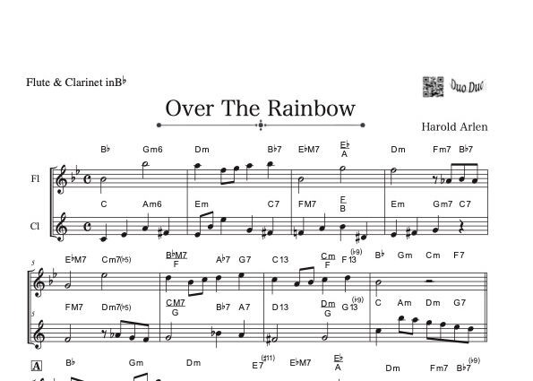 虹の彼方に」フルート＆クラリネット二重奏［Jazzシリーズ］ | DuoDuo