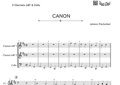【アンサンブル】「CANON／パッヘルベル」クラリネット＆クラリネット＆チェロ三重奏【wakopアレンジ】