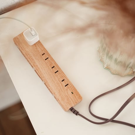 Natural Wood Tap AC4個⼝ 1.5m 2m スイッチ付  電源タップ Fargo