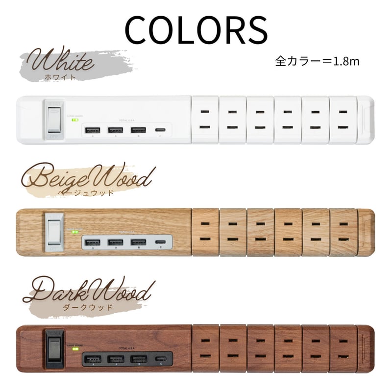 TAPKING USB AC12個⼝4.8A USB4ポート 1.8m 電源タップ延長